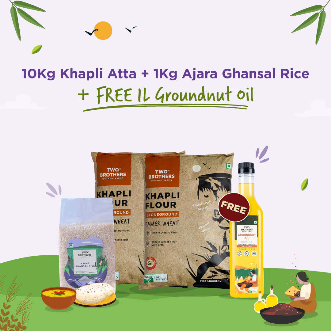 10Kg Khapli Atta + 1Kg Ghansal Rice + Free 1L Groundnut Oil - Image 16