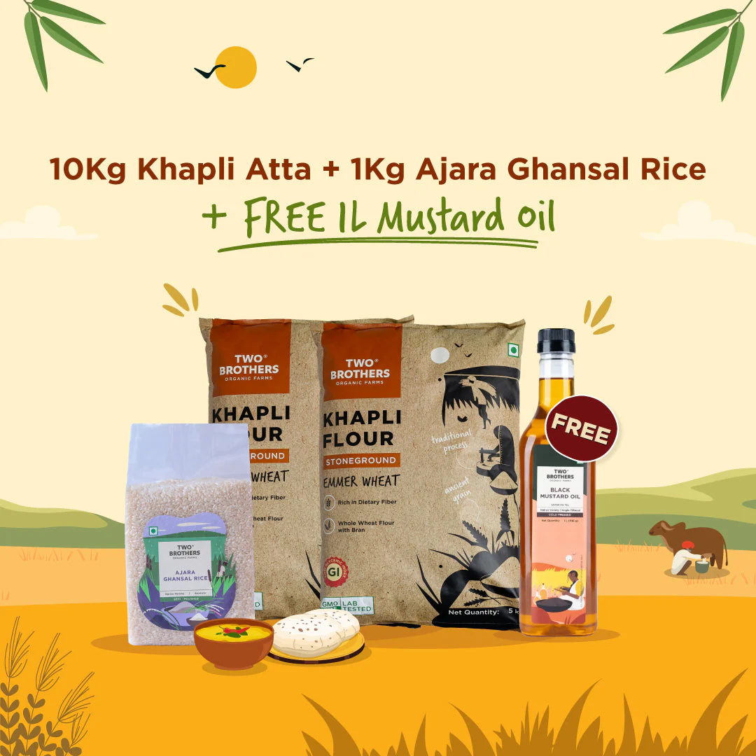 10Kg Khapli Atta + 1Kg Ghansal Rice + Free 1L Mustard Oil - Image 16