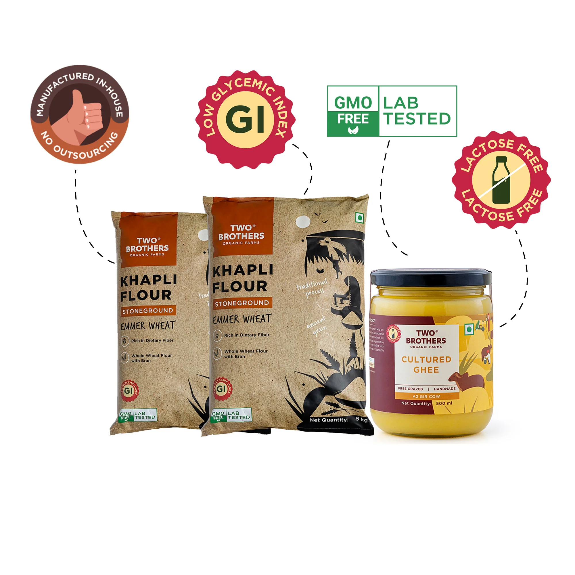 10kg Khapli Atta + 500ml A2 Ghee - Image 2