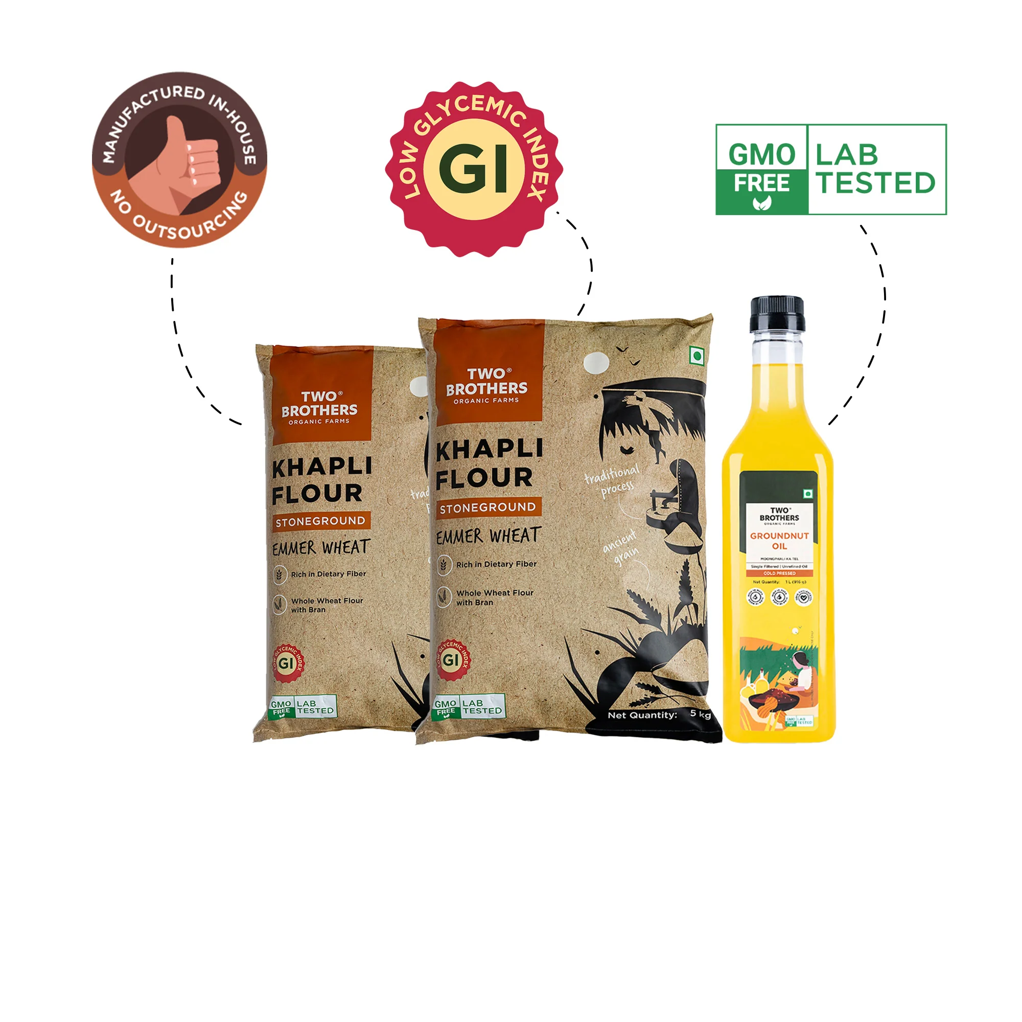 10kg Khapli Atta + Groundnut Oil 1L - Image 2