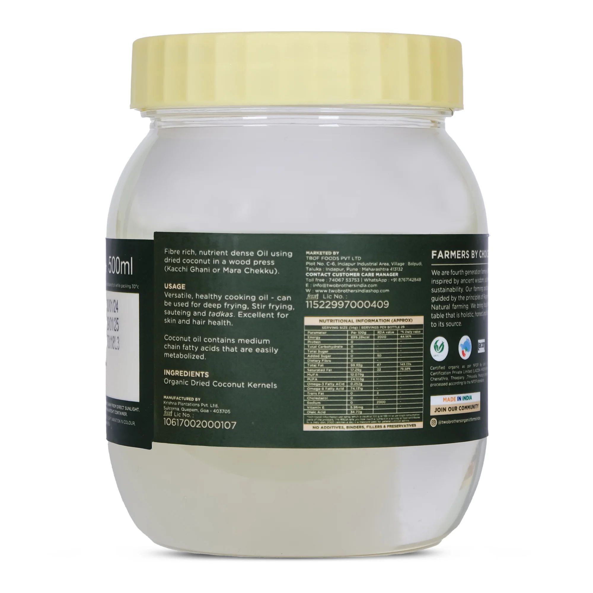 Coconut Oil, Wood-Pressed, Unrefined (500ml - Plastic Bottle) - Image 3