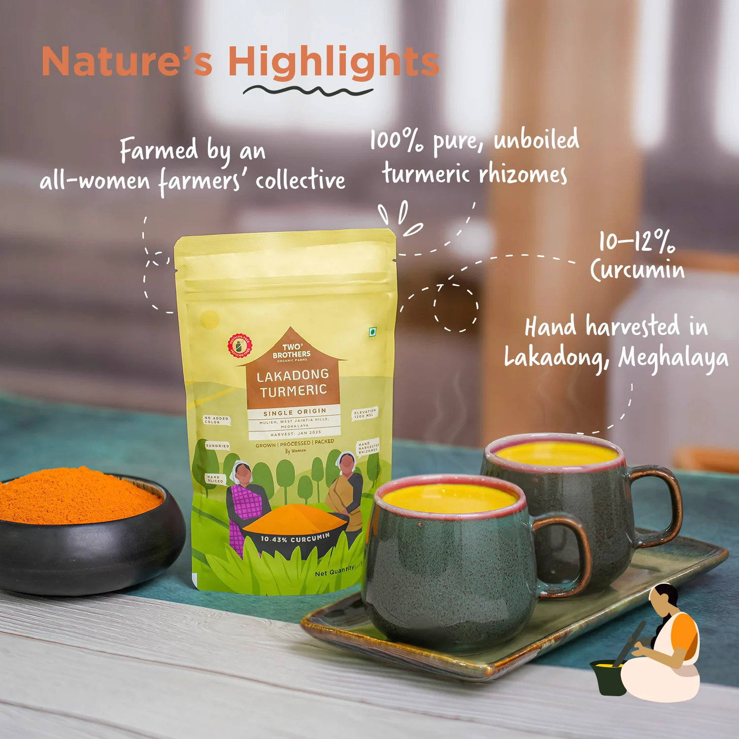 Single Origin Lakadong Turmeric Powder 150g - Image 2