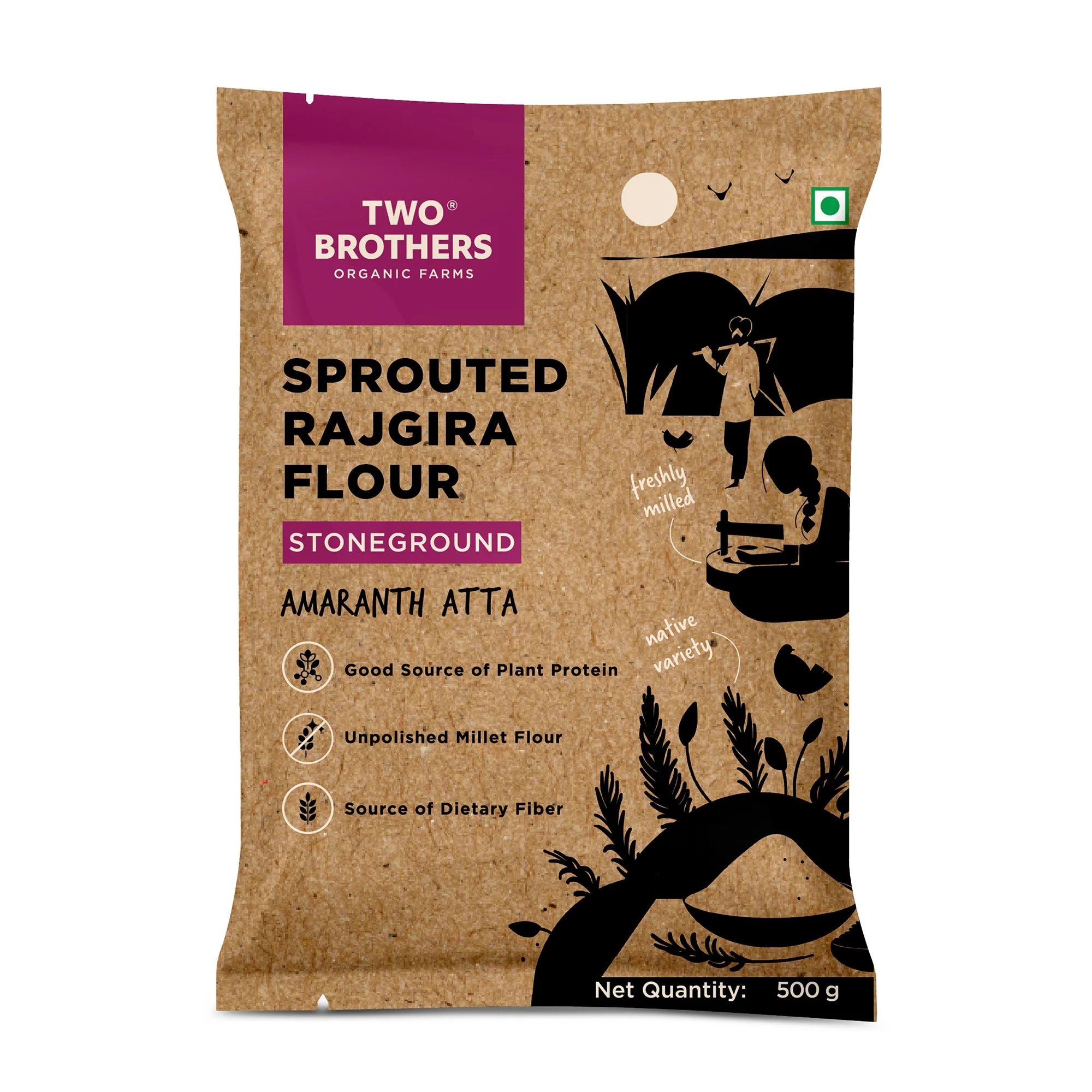 Sprouted Rajgira Atta (Sprouted Amaranth Flour), 500 gms -BYOB - Image 3